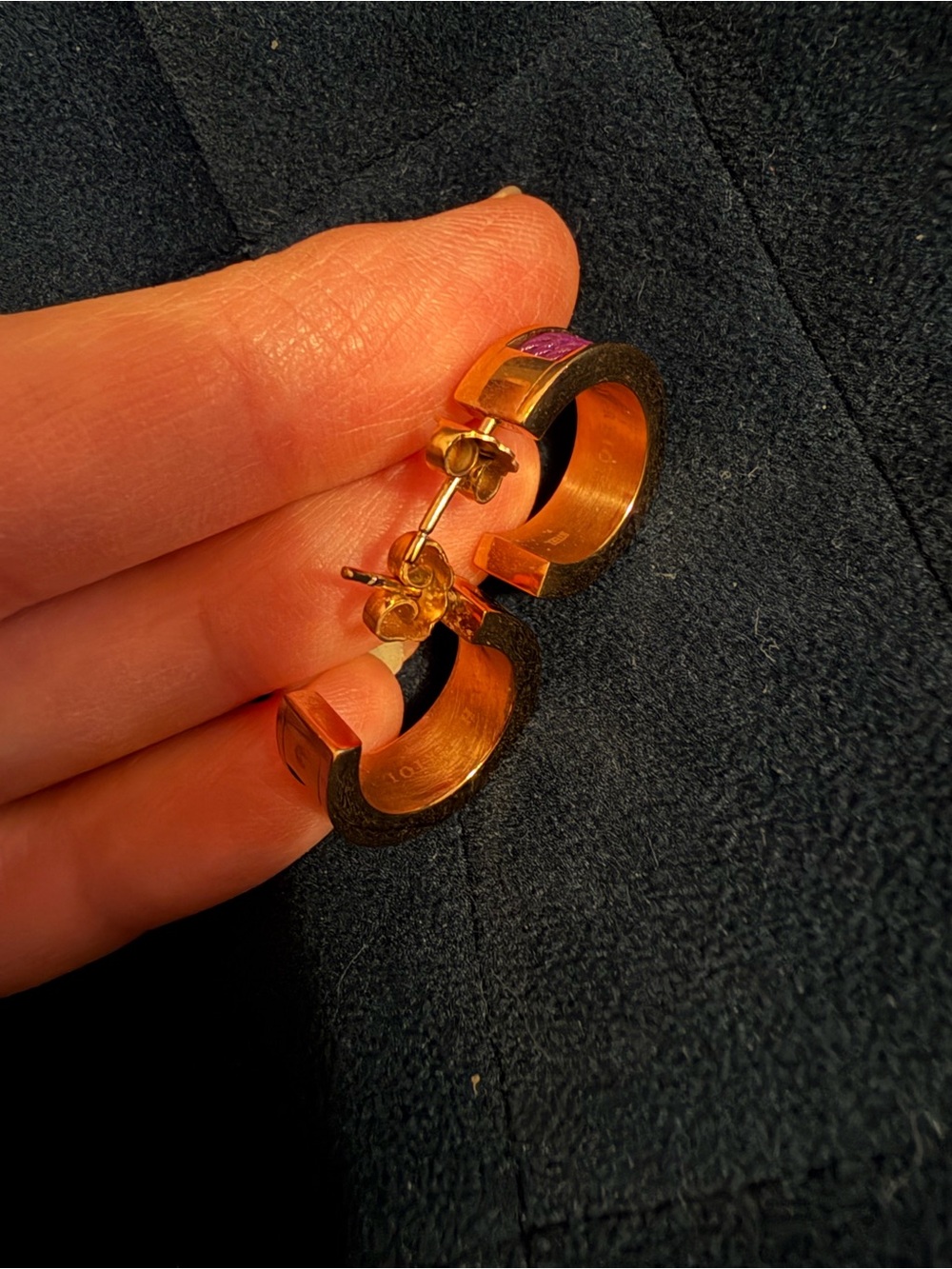 Charriol Forever Cable Huggie Hoop Earrings in Purple - Picture 3 of 3
